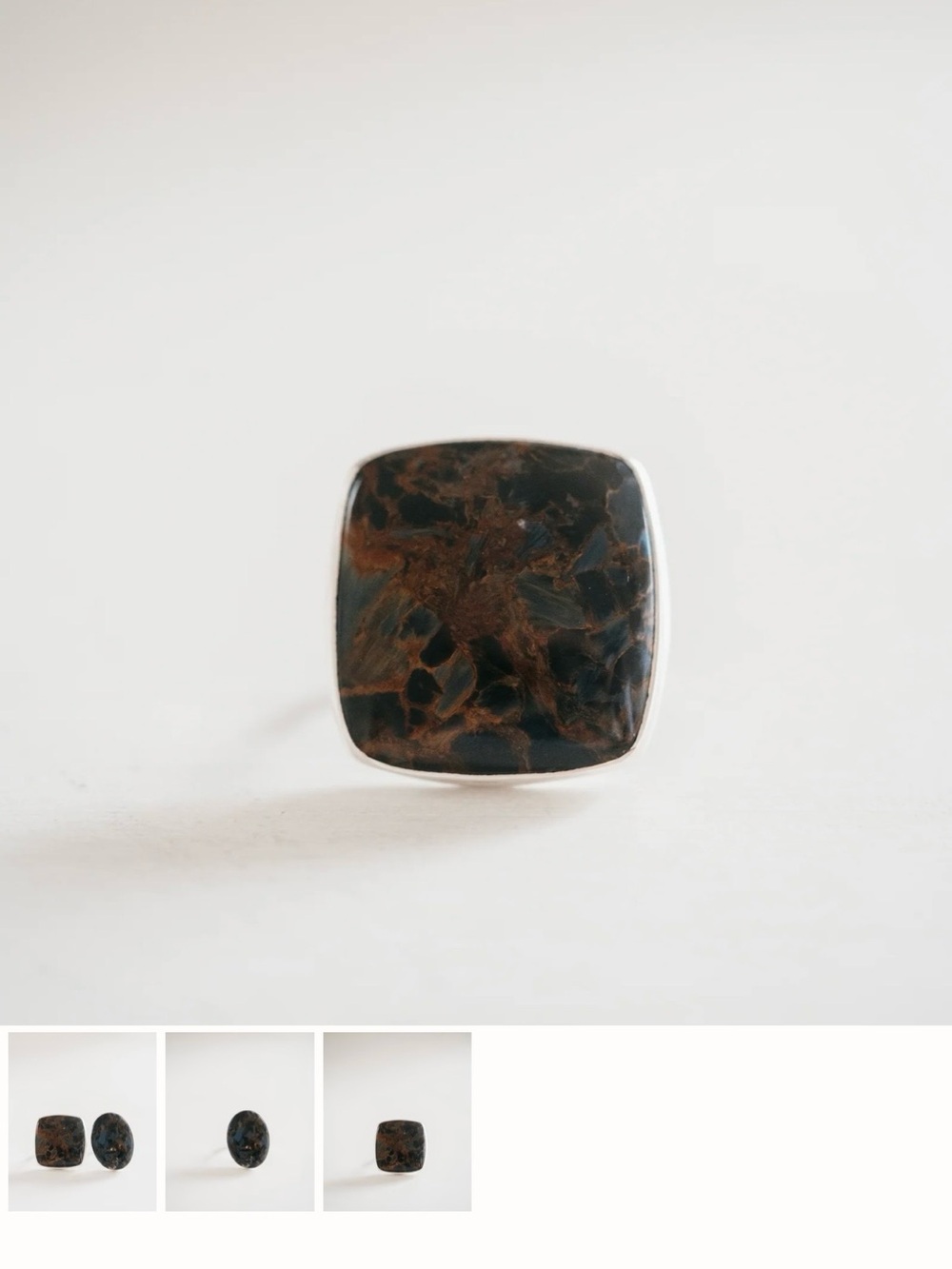 Goldie Lew Sterling Silver Zella Pietersite Square Ring - Size 6